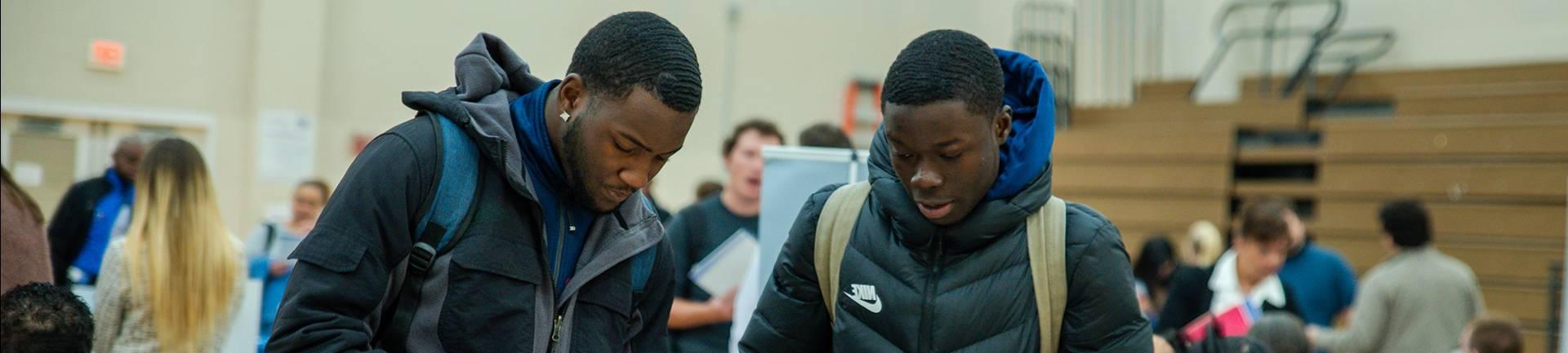 Students at a career fair